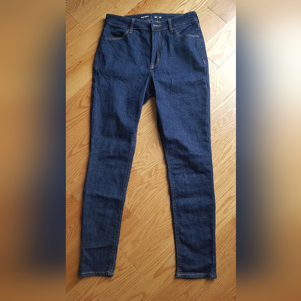 Dark blue petite super high rise skinny jeans